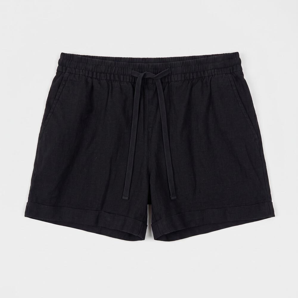 Old Navy Small Black Shorts Drawstring Elastic Waist Linen Rayon